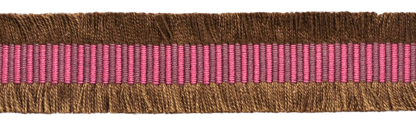 Raspberry Red, Dark Brown 1 3/8"" Cut Fringe Gimp Braid [By the Yard]