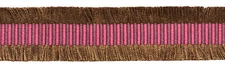 Raspberry Red, Dark Brown 1 3/8" Cut Fringe Gimp Braid [By the Yard]