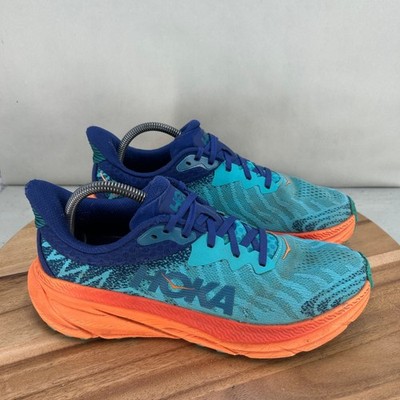Hoka One One Challenger ATR 7 Mens 9D Blue Orange Trail Running Shoes Cushioned