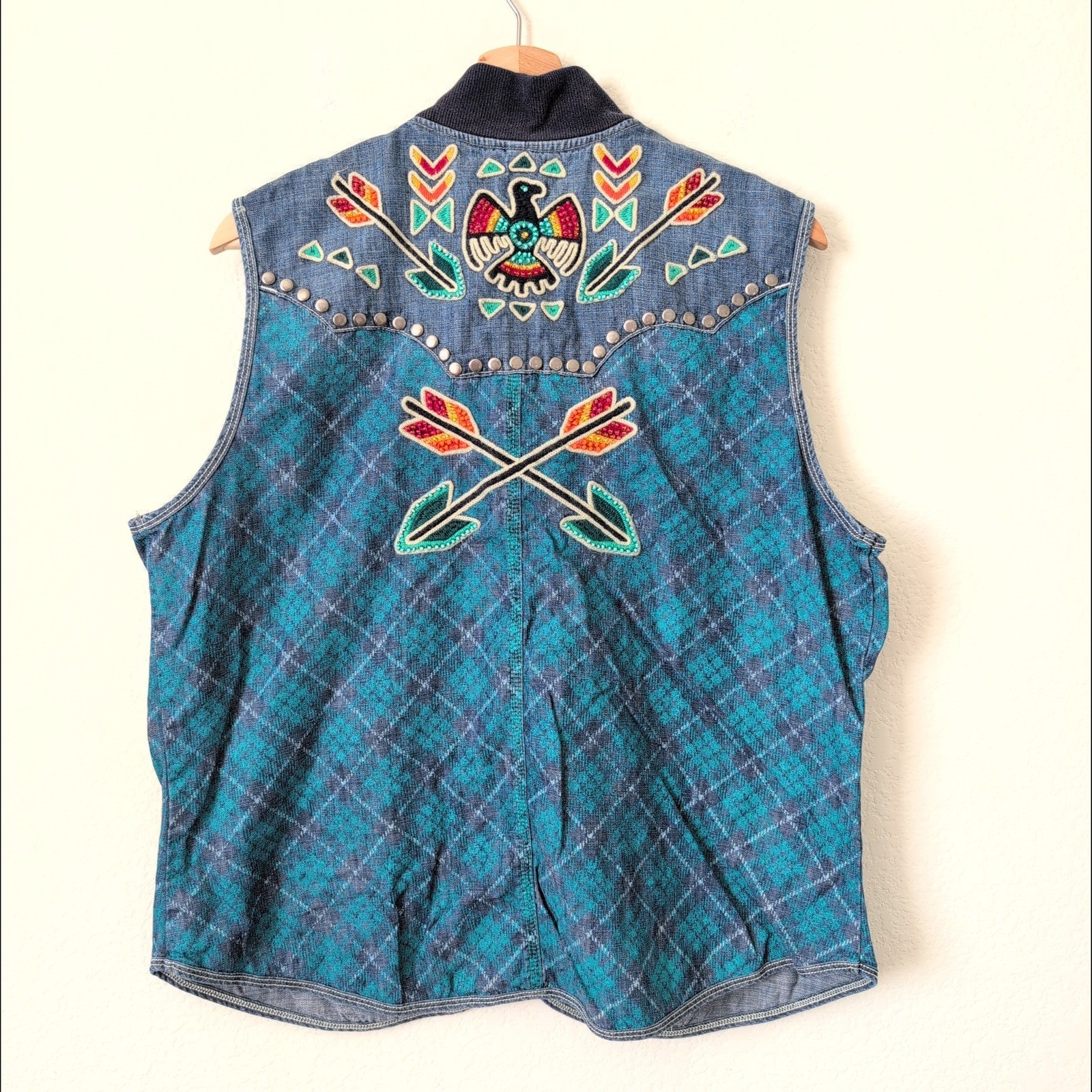 Double D Ranch Western Eagle Thunderbird Plaid De… - image 7