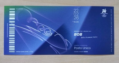 Milano Cortina 2026 Olympics Souvenir Ticket Bobsleigh 22.02 OBOB08