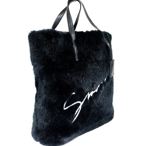 Givenchy Black Fur Tote Bag Unisex Handbag Dust Bag 101655 Auth