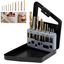 10Pcs Cobalt Left Hand Drill Bit Broken Bolt Damaged Screw Extractor & Case
