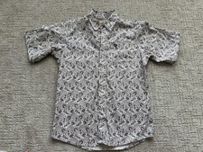 Wrangler Western Shirt Boy's Large Maroon White Paisley Short Sleeve Cowboy EUC