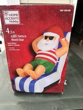NEW Santa in Beach Chair Christmas Inflatable 4.5 ft LED Airblown Holiday Decor
