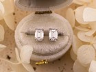 4CT Emerald Lab Grown Diamond Party Wear Push Back Earrings 14k White Gold#320 — photo 7