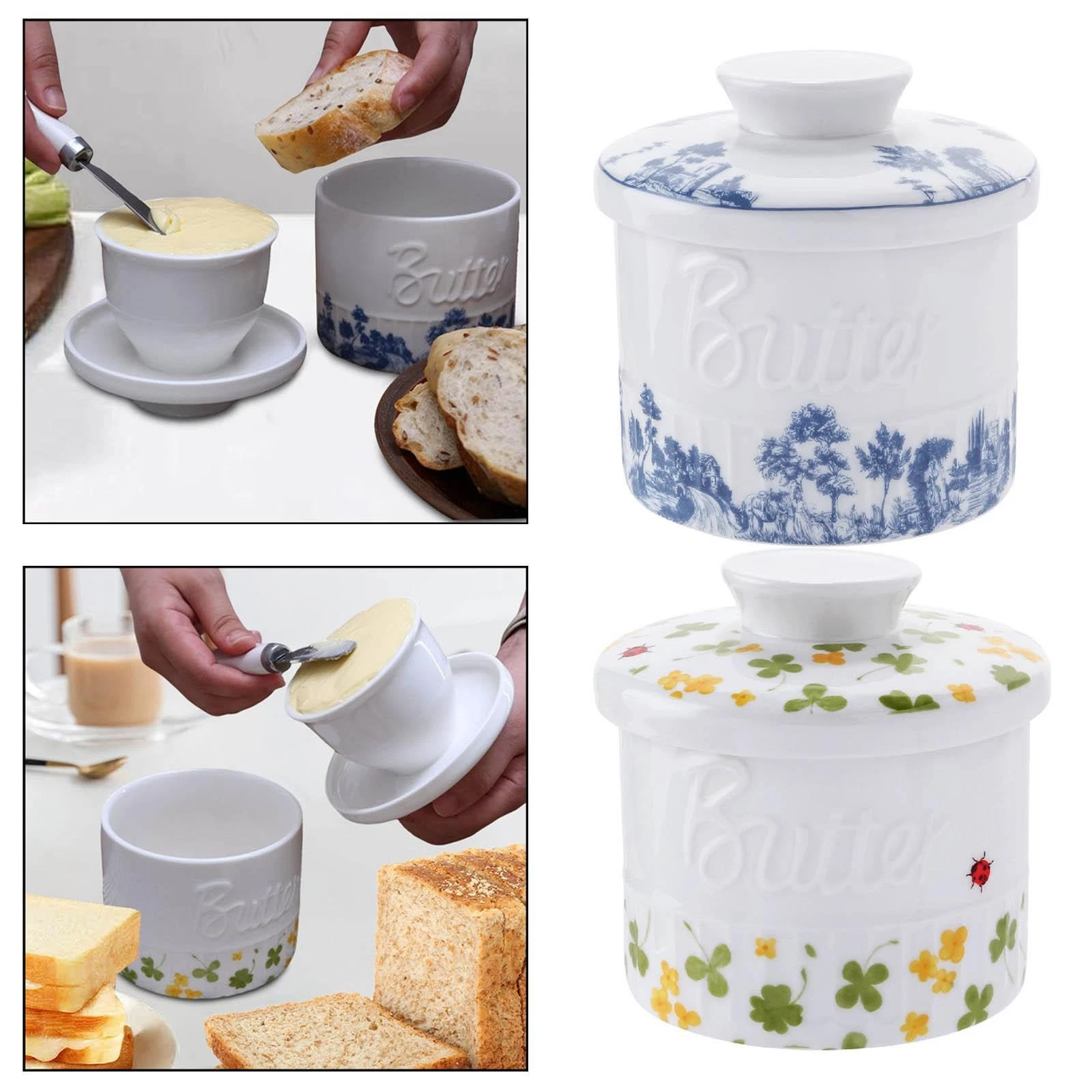 French Butter Dish Housewarming Gift for Counter Butter Crock with Lid for