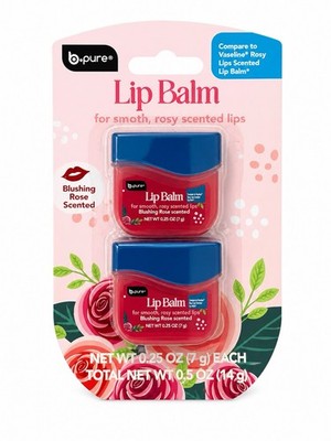B Pure Lip Balm For Smooth, Rosy Scented Lips. Blushing Rose Scented~New