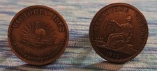 Vintage Melbourne Victoria Australia 1 Cent Coin Token Cuff Links (1A6)