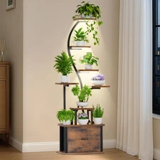 Plant Stand Indoor with Grow Lights - 8 Tiered Lighted Plant Shelf Indoor wit...