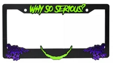 The Joker Why So Serious 3D Raised License Plate Frame (Lime Green and Purple)