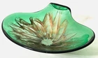 Vintage Murano Emerald Green Art Glass Candy Dish with Gold Aventurine