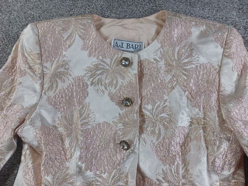 A.J. Bari Neiman Marcus 12 Womens Jacket Pink Floral Button Lined - Picture 8 of 17