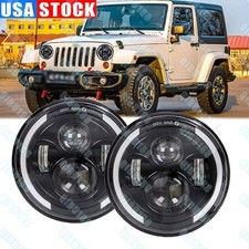 2pcs Fit For Jeep Wrangler Jk 2007-2018 7 Inch Round Led Headlights Halo Hi-lo