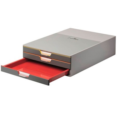 DURABLE Schubladenbox VARICOLOR   dunkelgrau mit bunten Farblinien 760327, DIN A
