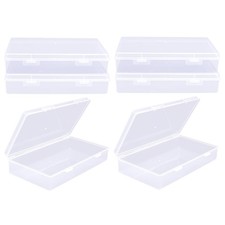 Pencil Box, 6 Pack Craft Boxes Small Storage Containers Plastic Boxes With Li...