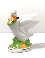 Vintage Goose Geese Omnibus Bone China with Floral Wreath Garland Figurine