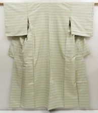 5507T12z730 Vintage Japanese Kimono Silk TSUMUGI Smoky white