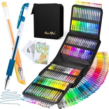 Glitter Gel Pens with Case for Adult Coloring Books, 100 Color Glitter Pen Set
