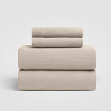 Calm King Sheet Set, Light Grey 100 Cotton Gauze 4-Pc. Sheet Set, Oeko-Tex Cert
