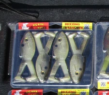 BIG BITE BAITS  4ct  SHAD Buzzing Warmouth Soft Frogs 4" Swimbaits Bass Lures
