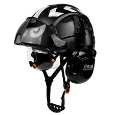 Construction Safety Helmet with Visor Built In Goggle Earmuffs Hard Head Hat Cap