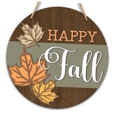 Welcome Sign for Front Door, Happy Autumn Door Sign Decor, 10" Happy Fall 1