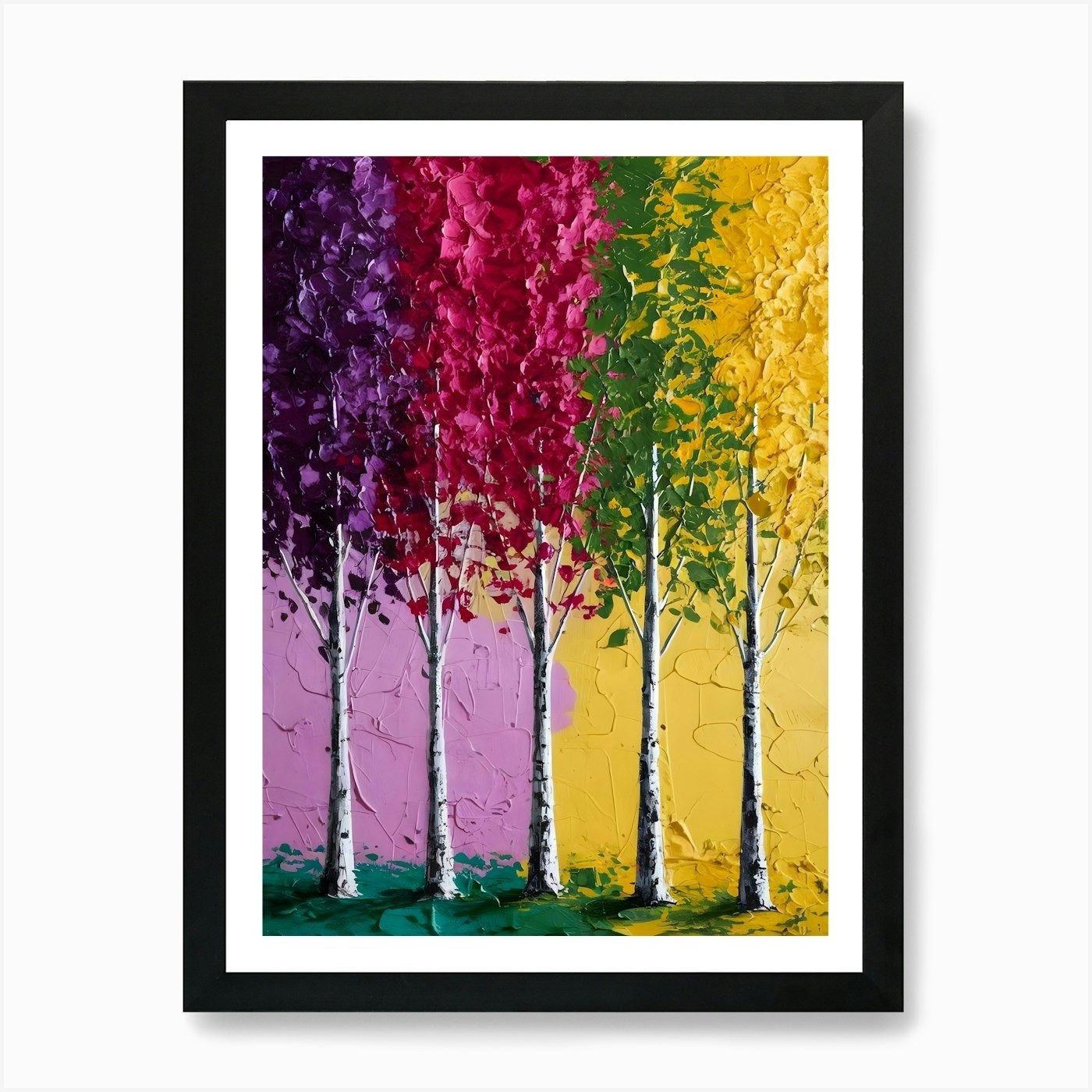 Framed Birch Trees Art Print Canvas Wall Decor Picture  