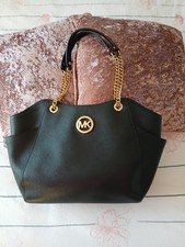 Michael Kors Black Saffiano Leather Shoulder Tote Bag GoldHardware Immaculate