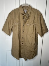 Carhartt Rugged Flex Rigby SS Work Short Sleeve Tan Shirt Men's Size Medium