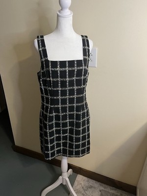 Jason Wu Black Tweed Gold Lurex Plaid Mini Sheath Dress Size Large | eBay