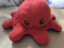 Reversible Octopus Plushie Cute Flipping Octopus Changing Face Black/Red