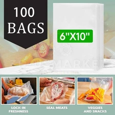 100 Pack Commercial Grade Vacuum Freezer Food Sealer Bags Pint Size 6"x10" US