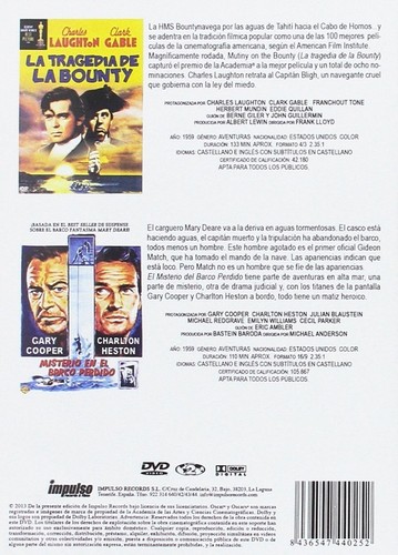 La Tragedia de la Bounty + Misterio en el Barco Perdido 2 DVD Mutiny on the Boun - Picture 2 of 3