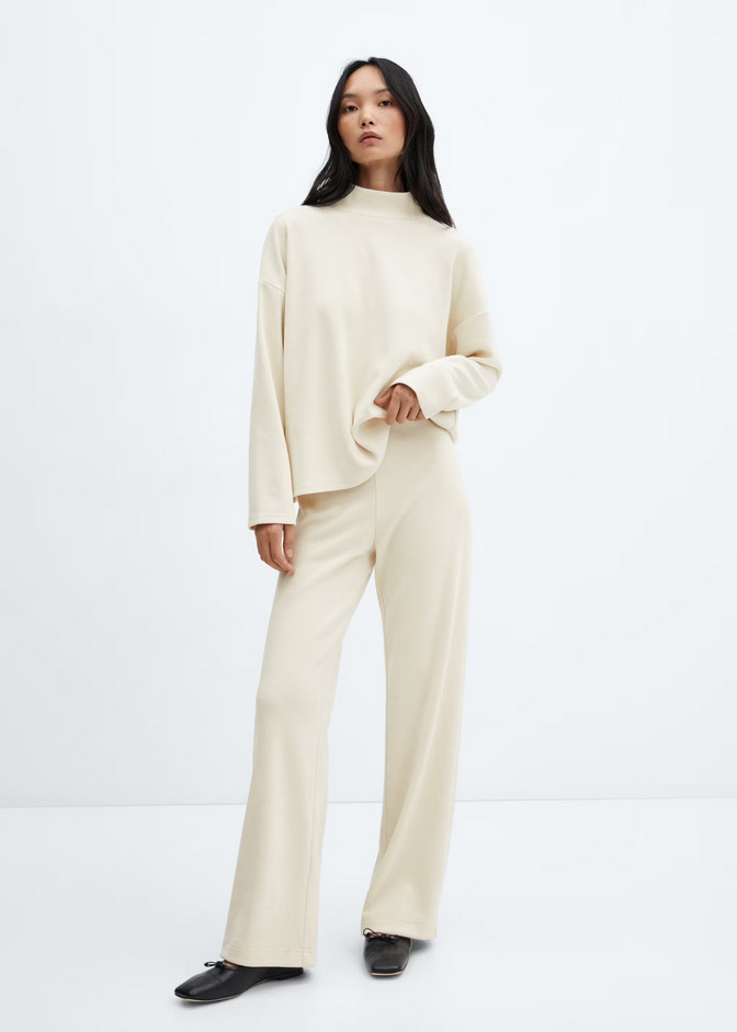 NUEVO CON ETIQUETAS MANGO MNG CRUDO SUAVE PANA CINTURA ELÁSTICA PANTALONES PULL-ON TALLA M MEDIANO