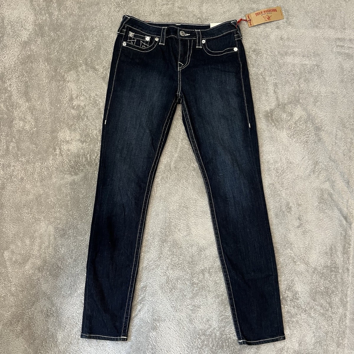 Women's True Religion Curvy Skinny Jeans Size 29 Dark Wash Blue