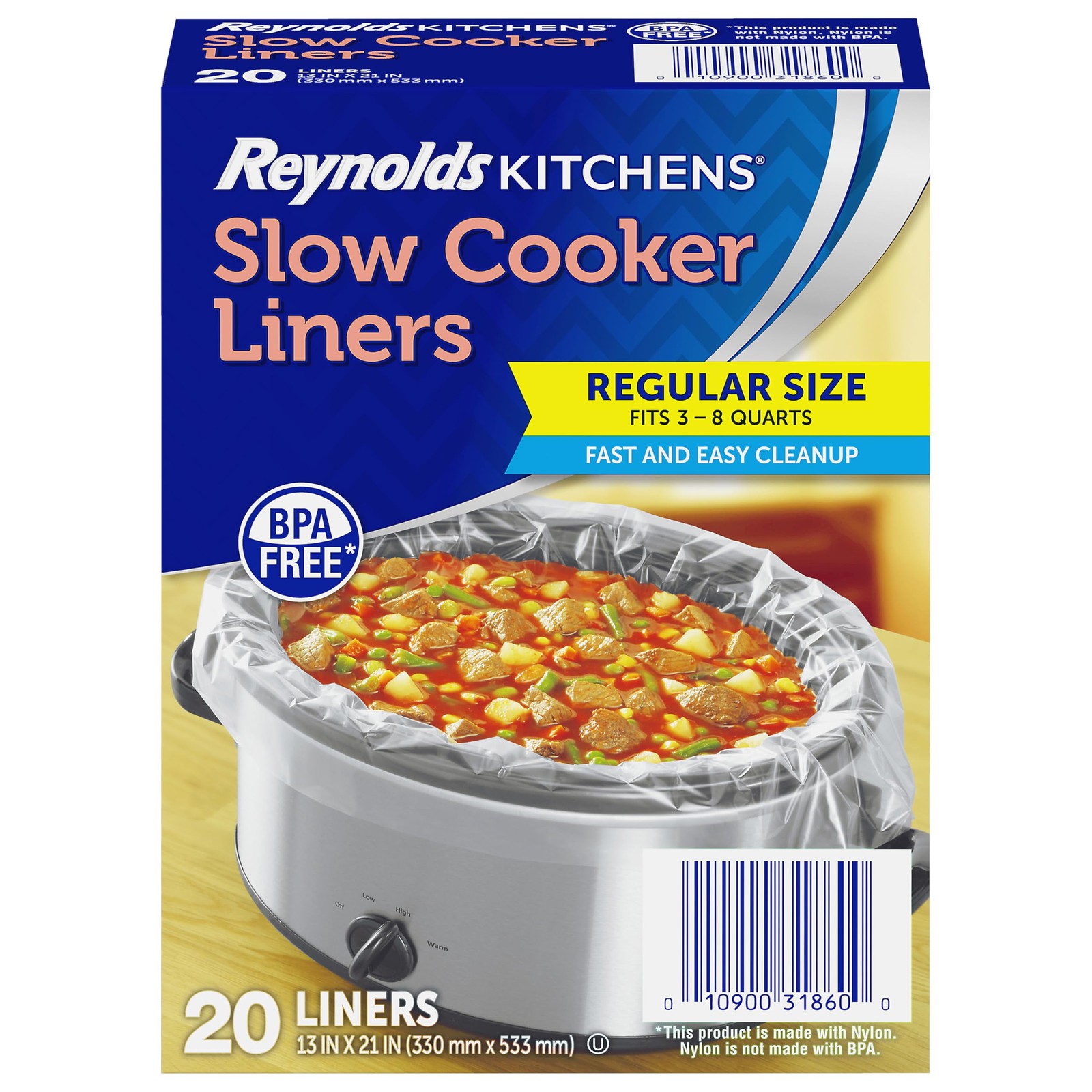 Reynolds Kitchens Slow Cooker Liners, Regular 3-8 Qt, 20 Cou