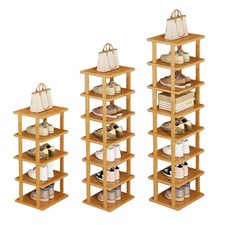 5/7/8 Tier Wooden Shoe Rack Narrow Vertical Shoe Organiser Corner Storage Shelf