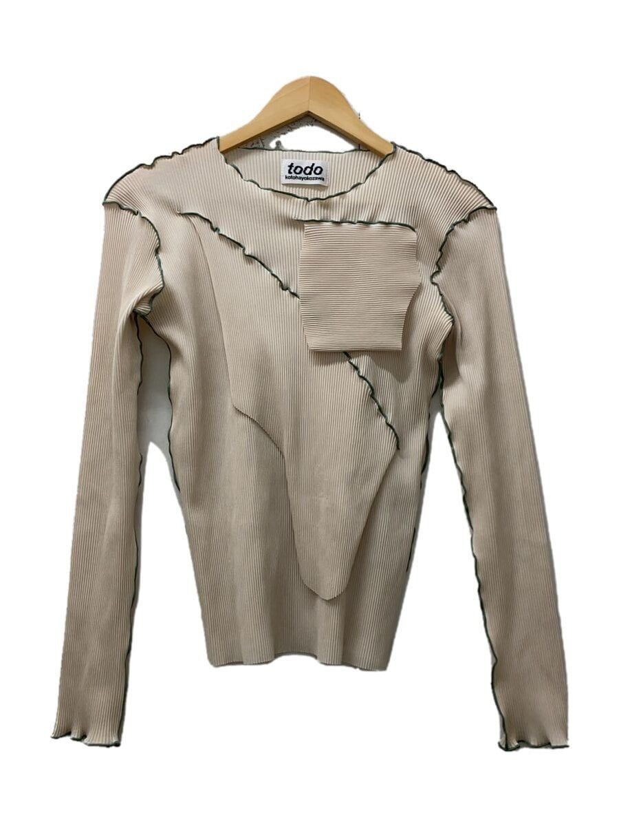 ALTRA Top Kotohayokozawa altre pieghe manica lunga collo alto poliestere BEG