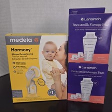 Medela Harmony Manual Breast Pump Lansinoh Storage Bags Bundle New Sealed NIB
