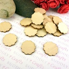 Buddly Crafts Bare Wood Scalloped Circles - 18pcs 20mm W39