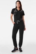 NWT FIGS Womens Black Scrub Set Large Casma Top  High Waisted Zamora Joggers