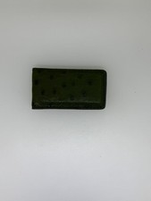 Magnetic Money Clip Olive green Genuine Ostrich Made In USA 2 3/4"