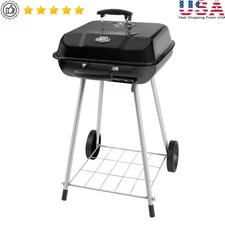 17.5 Inch Charcoal Grill W/ Wheels Adjustable Vents Cooking Space Portable BBQ