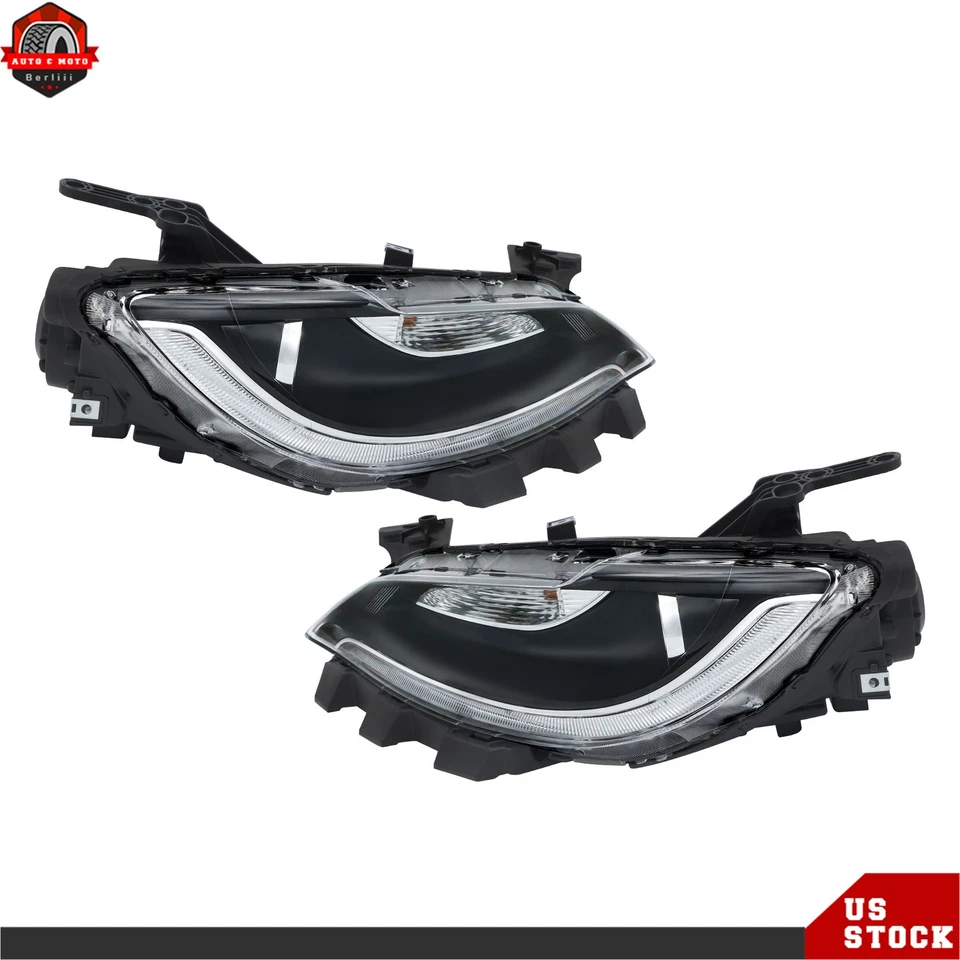 Left+Right Side For Chrysler 200 2015-2017 Headlights Black W/LED DRL Halogen - Изображение 4 из 4