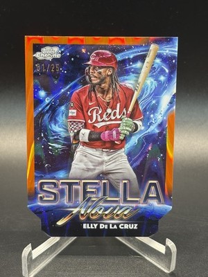 2025 Topps Cosmic Chrome Stella Nova Elly De La Cruz Orange Galactic #d 01/25