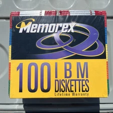 NOS 100 Pack Memorex Color Diskettes Disks High Density IBM Colorful 1999