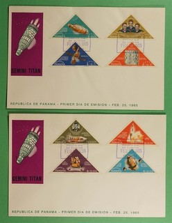 DR WHO 1965 PANAMA (2) FDC TRIANGOLO SPAZIALE IMPERFETTO R79604