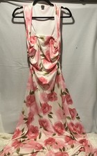SHEIN Maxi Dress Pink Floral Satin Sweetheart Neck Ruched Sleeveless Size M