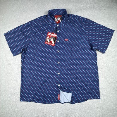 Dixxon Shirt Mens 4XL Blue Button Party Hammer D Lite Stretch American 4th July